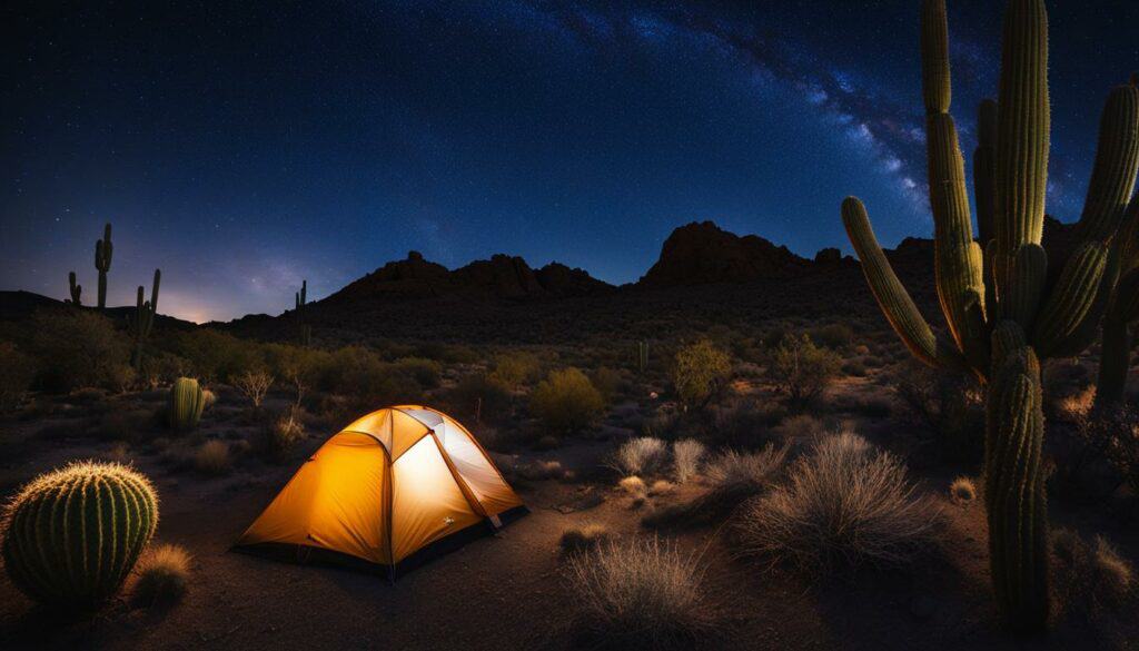 Camping in Mojave Desert Night Sky