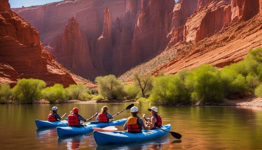 Family enjoying activities along the Colorado River in Ehrenberg AZ